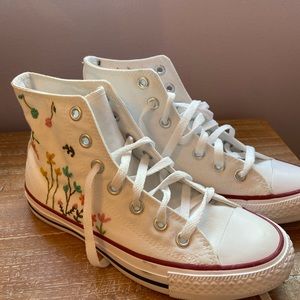 Floral Embroidered Converse High Tops